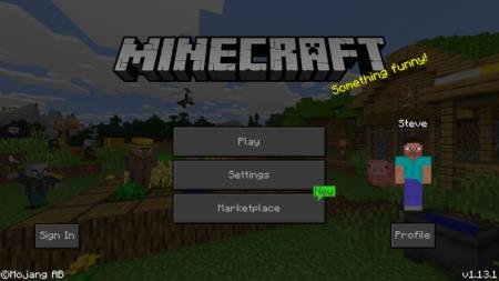 Главный экран Minecraft с использованием текстур "Ночной режим"