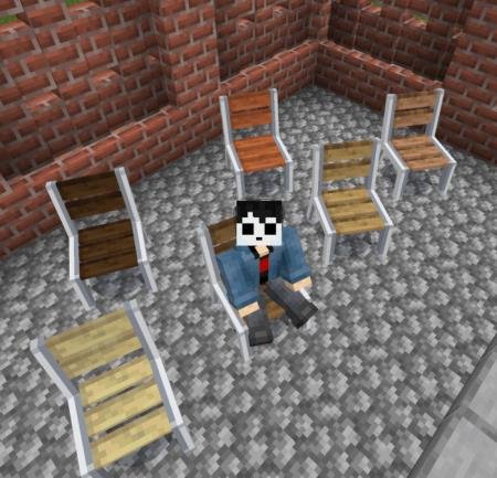 Игрок сидит на одном из шести видов стульев