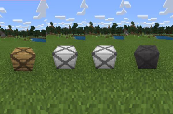 Представление четырёх усиленных блоков из разных материалов
