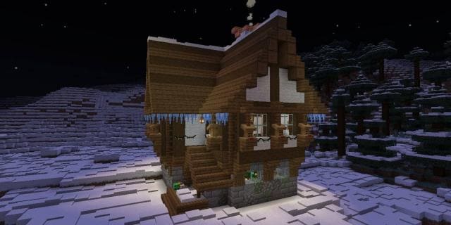 Деревянный дом в снежном биоме
