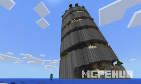Игрок смотрит на вершину спиралевидной башни