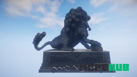 статуя льва в Minecraft в профиль