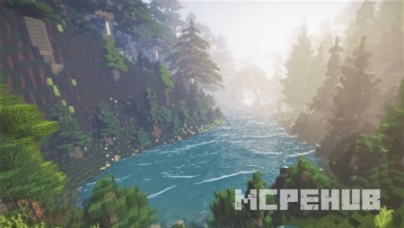 река посреди леса в Minecraft