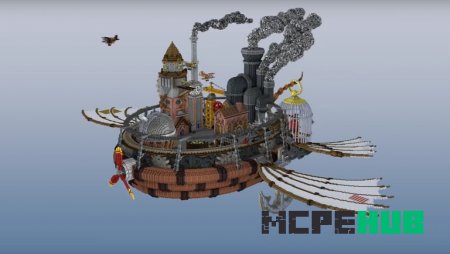 летающий корабль в игре Minecraft