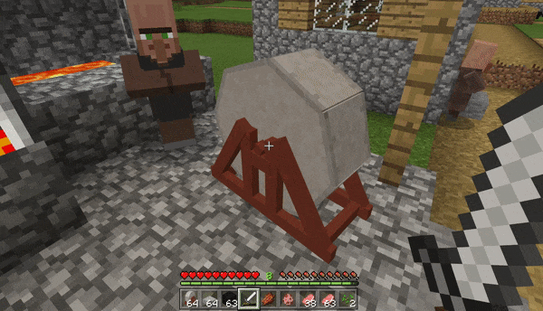 Точильный камень в действии в Minecraft