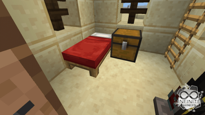 сундук и кровать в пустыне