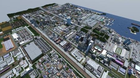 Представление гигантского современного города Audia City в Майнкрафт