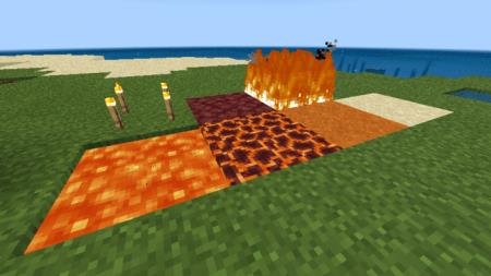 Блоки лавы, магмы и огня, использованные для представления функций мода
