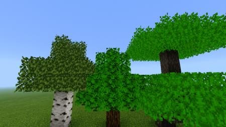 Различные деревья с 3D моделями перекрёстных листьев