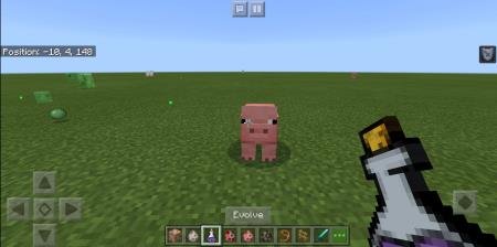 Игрок использует зелье эволюции на свинье