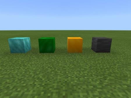 Представление четырёх блоков с обновлёнными текстурами