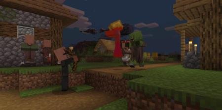 Агент сражается с напавшими на деревню монстрами