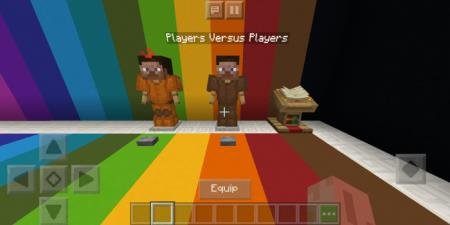 Выбор игрового режима игрок против игрока в лобби карты в виде радужной комнаты