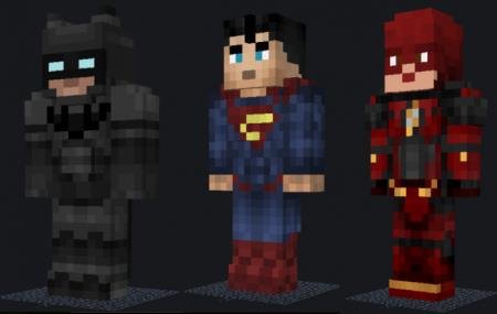 Модели Бэтмэна, Супермена и Флэша в Майнкрафт
