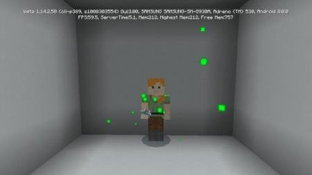 Зелёные частицы, исходящие от игрока при использовании зелья опыта
