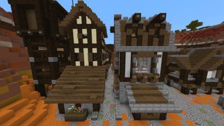 Представление двух средневековых домов с новыми текстурами