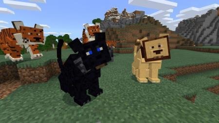 Представлители диких кошек в Minecraft - лев, пантера и тигры