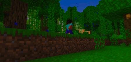 Игрок бежит по прямой линии в лесу