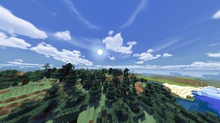 Взгляд на реалистичное небо и солнце в Майнкрафт