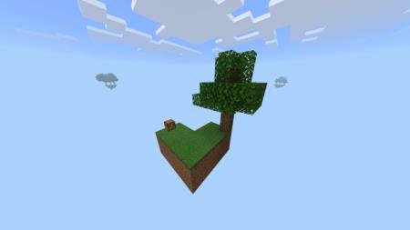 Небольшой небесный остров с деревом и начальным сундуком