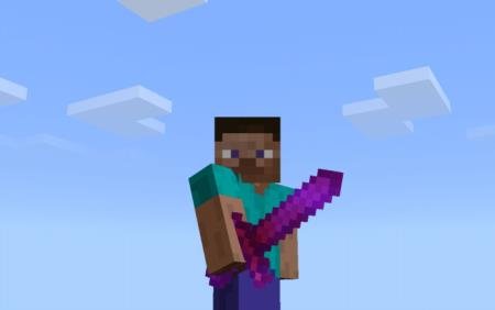 Игрок с фиолетовым мечом под названием "Слеза луны" в руках