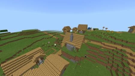 Деревня на равнине с множеством домов