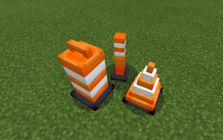 Три формы дорожных конусов в Minecraft