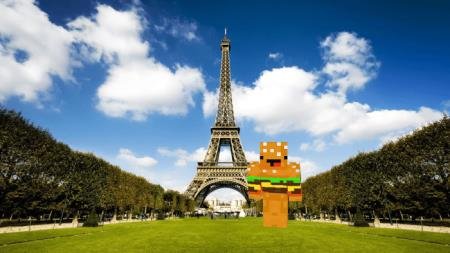 Игрок поменял текстуры хромакея на пейзаж Парижа