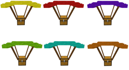 6 вариантов цветов парашюта для летающего сундука