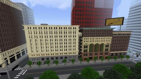 Фасады зданий мегаполиса, построенных из блоков, добавленных модом