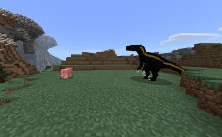 Динозавр и его добыча в виде свиньи
