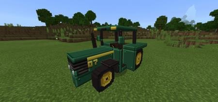 Представление зелёного трактора с жёлтыми оттенками в Майнкрафт