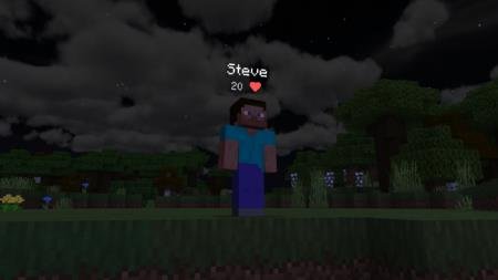 Стив с отображённым над ним количеством оставшихся сердец