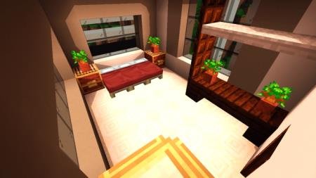 Очень уютная спальная комната в доме мира Майнкрафт
