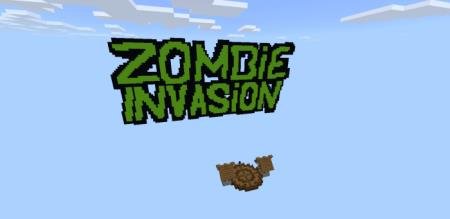 Надпись из блоков в виде названия карты "Zombie Invasion"