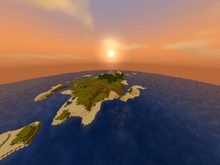 Достаточно большой остров для выживания на фоне красивого заката