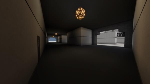 Игрок на базе зоны SCP в одном из коридоров