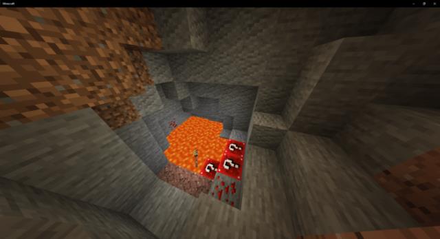 Lakiblocks generated in a cave next to a lava pool