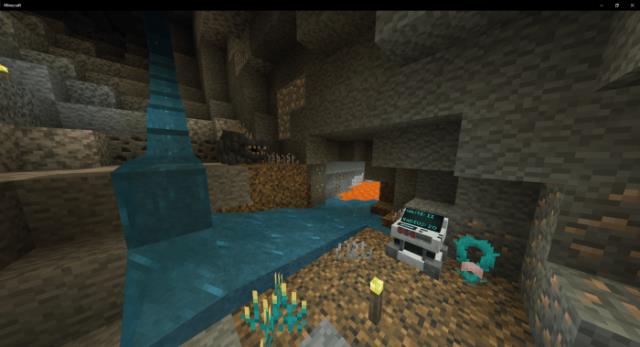 Пещера с небольшим ручейком и новыми предметами