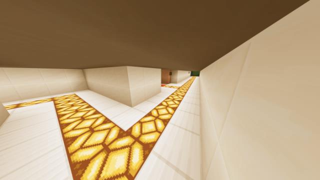 Оформление коридоров корабля с золотой полосой на полу