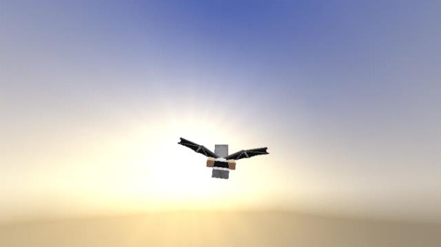 Игрок летает на фоне вечернего заката с Крыльями Дракона за спиной