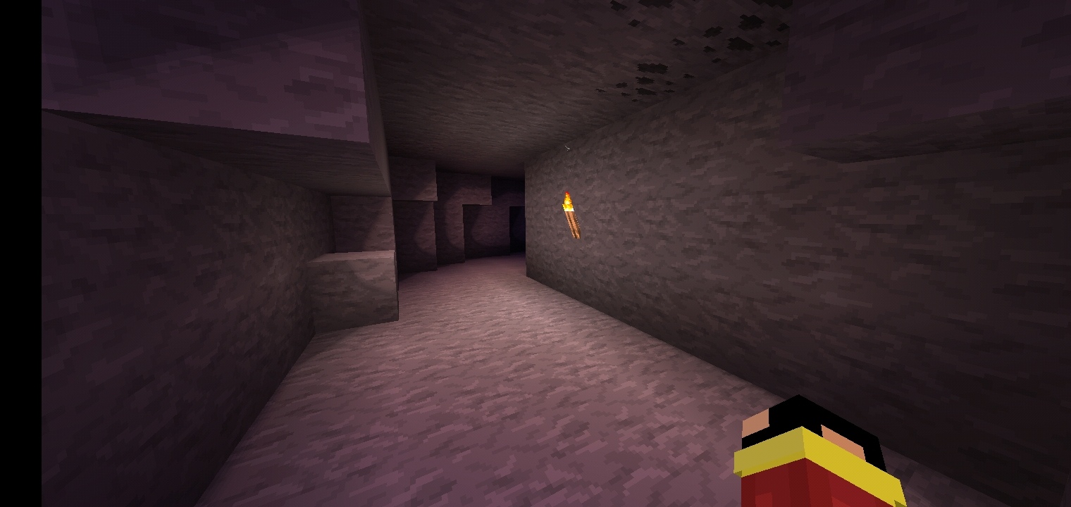 Пещера с углем и факелом