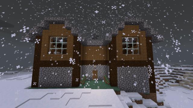Дом из соснового дерева в снегу