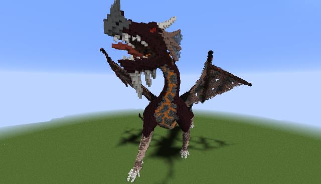 Пиксель арт Адский Дракон в Minecraft