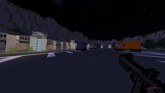 Игрок на улице с оружием в руке
