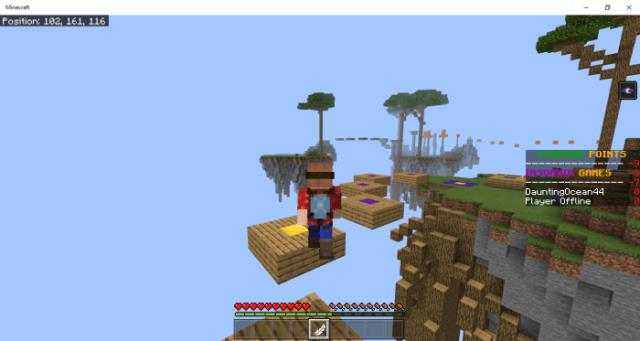 Игрок прыгает по деревянным платформам