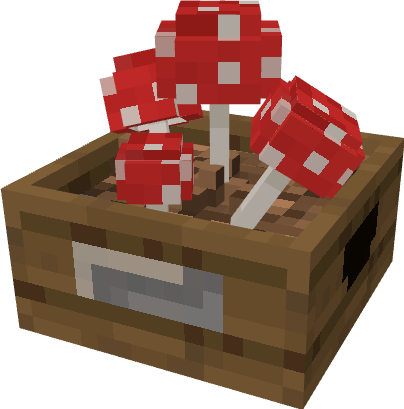 Красные грибы горшке