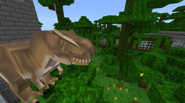 Огромный тираннозавр в лесу