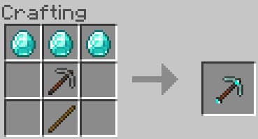 Crafting a diamond pickaxe