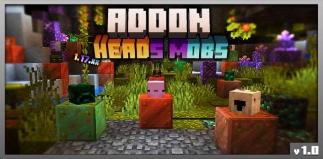 Preview of the add-on with the heads of mobs